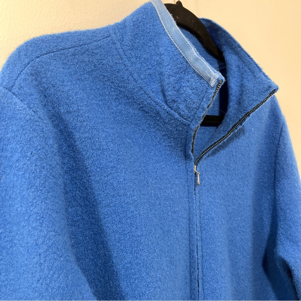 Mercer & Madison Boiled Wool Cobalt Blue Cardigan Sweater Zipped Jacket [sz L] - Picture 5 of 10